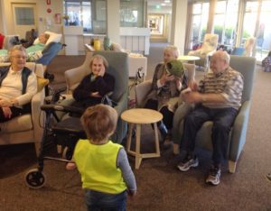 Old Peoples are Playing with Son, aged care geelong, aged care melbourne, elderly parents, Grandparents, Intergenerational Program, lifestyle program